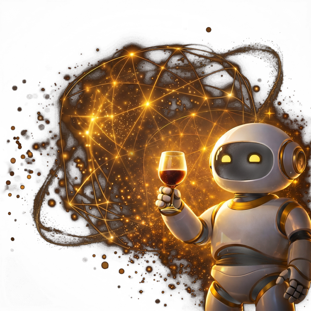 Friendly white-and-gold robot mascot — the AI for Real Life mascot